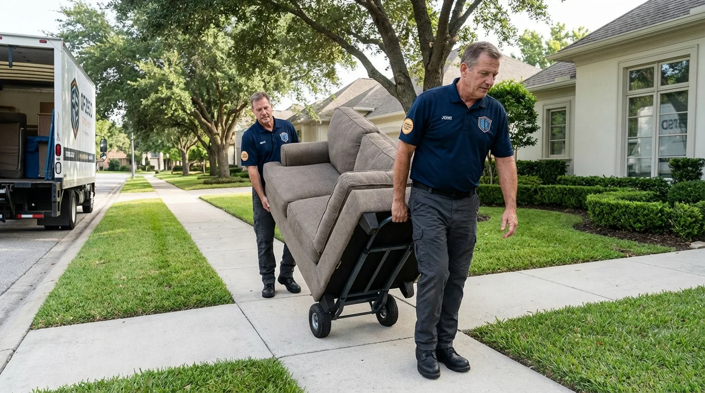 Local residential moving crew loading furniture in West Barnstable, MA